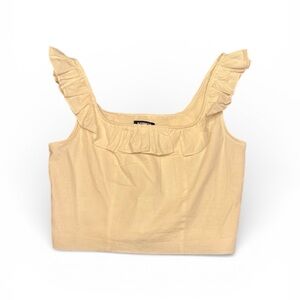 Express NWOT Cream Ruffled Crop Top